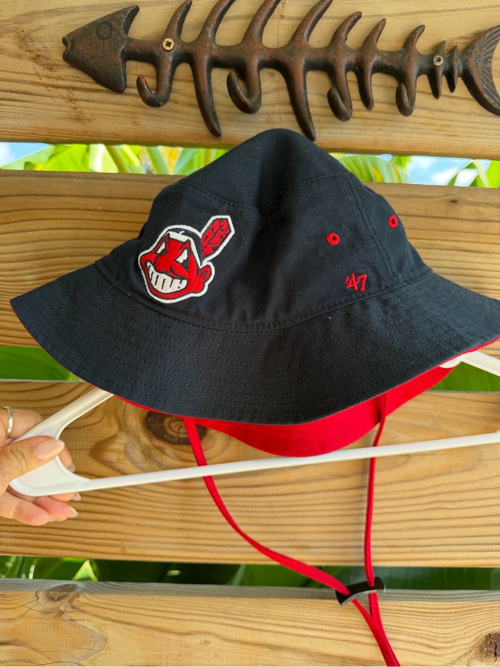 47 Reversible Bucket Hat - Black & Red with Chief Wahoo Patch